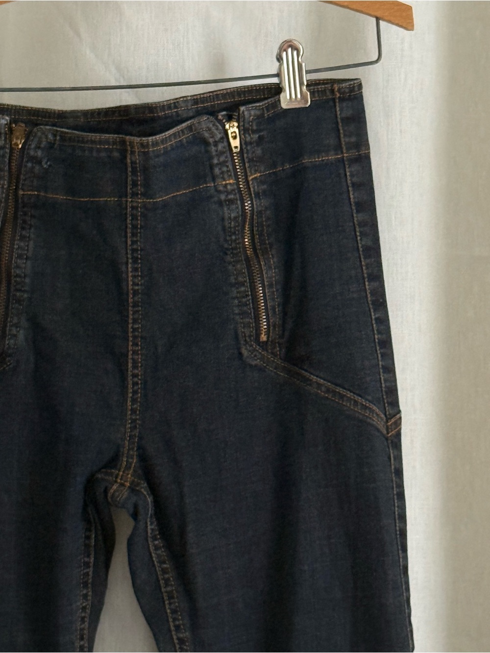 Prairie Underground Skinny Jeans High 29 Dark Wash Double Zip Organic Stretch